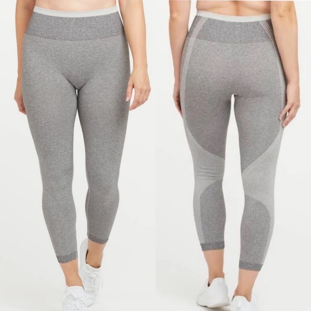 SPANX Seamless Sculpt Cozy Gym Athleisure‎ Gray Leggings L